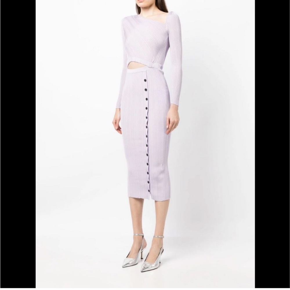 SELF-PORTRAIT Cut-Out Rib Knit Midi Dress - Picture 2 of 7